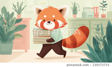 red panda, Ailurus, businessman 130573733