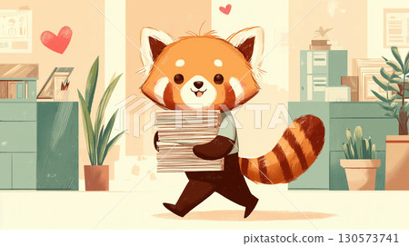 red panda, Ailurus, businessman 130573741