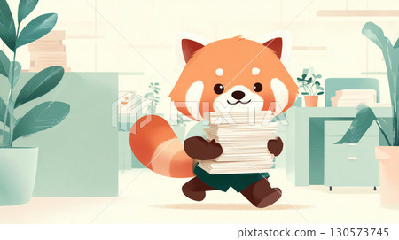 red panda, Ailurus, businessman 130573745