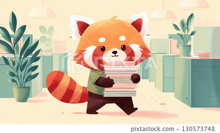 red panda, Ailurus, businessman 130573748