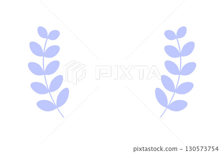 A simple frame of a pair of blue leaves - Plant-shaped ornaments, emblems, decorative borders, and other design elements 130573754