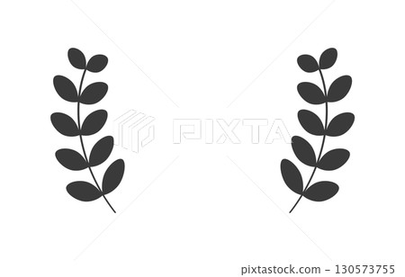 一對黑葉的簡單框架 — — 植物形裝飾、徽章和裝飾邊框的設計元素 130573755