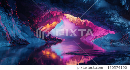 Cosmic Nebula Vibrant Hues  Celestial Reflections 130574190