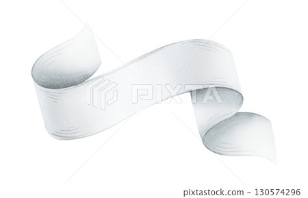 Hand-painted watercolor illustration of white ribbon banner isolated on transparent background, decorative festive element perfect for Christmas invitations, holiday crafts and seasonal design. Hand-painted watercolor illustration of white ribbon banner isolated on transparent background, decorative festive element perfect for Christmas invitations, holiday crafts and seasonal design. 130574296