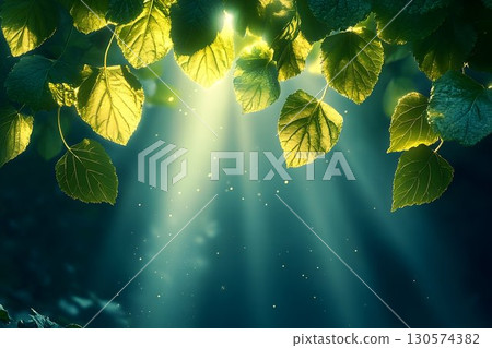 Sunlight Filters Through Lush Green Leaves, Creating a Magical, 130574382