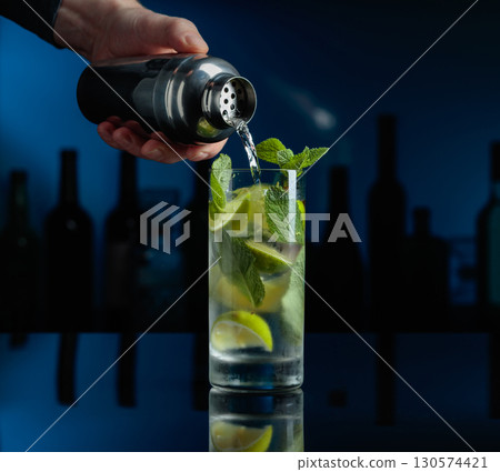 Mojito on a black table in a bar. 130574421