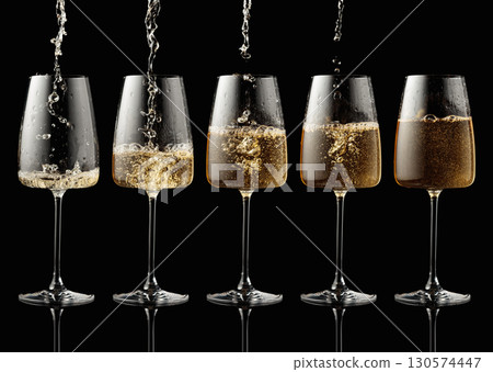 Pouring white wine into a glass. 130574447