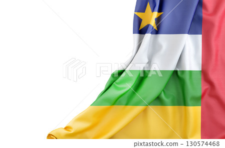 Flag of Central African Republic with empty space on the left. Isolated. 3D Rendering 130574468