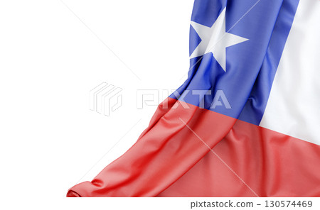 Flag of Chile with empty space on the left. Isolated. 3D Rendering 130574469