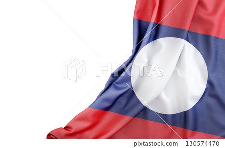 Flag of Laos with empty space on the left. Isolated. 3D Rendering Flag of Laos with empty space on the left. Isolated. 3D Rendering 130574470