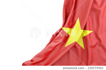 Flag of Vietnam with empty space on the left. Isolated. 3D Rendering 130574481