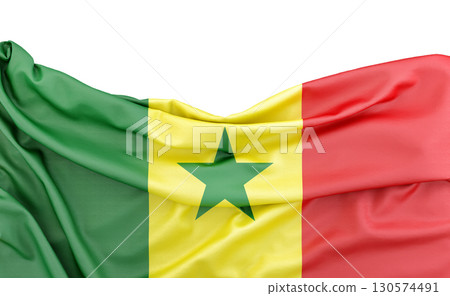 Flag of Senegal isolated on white background with copy space above. 3D rendering 130574491