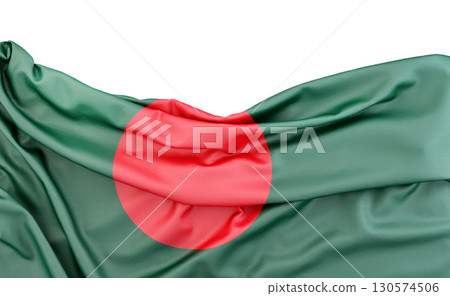 Flag of Bangladesh isolated on white background with copy space above. 3D rendering 130574506