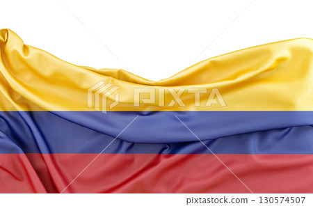 Flag of Colombia isolated on white background with copy space above. 3D rendering Flag of Colombia isolated on white background with copy space above. 3D rendering 130574507