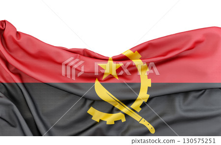 Flag of Angola isolated on white background with copy space above. 3D rendering Flag of Angola isolated on white background with copy space above. 3D rendering 130575251