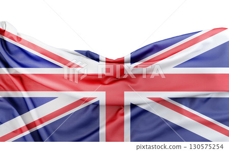 Flag of United Kingdom isolated on white background with copy space above. 3D rendering 130575254