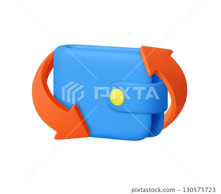 3D Wallet with Circular Arrows. 3D Wallet with Circular Arrows. 130575723