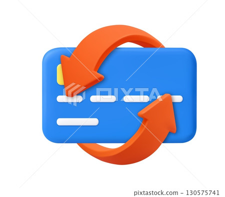 3D Credit Card with Circular Arrows Icon 3D Credit Card with Circular Arrows Icon 130575741