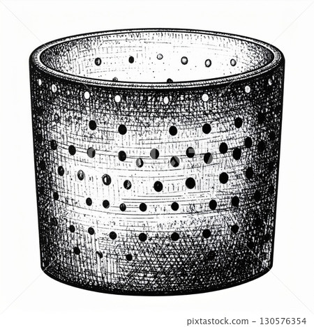 Perforated Metal Cylinder Container 130576354