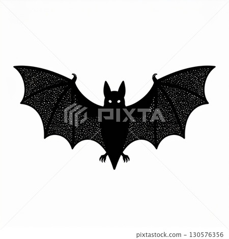 Black Bat Silhouette on White Background 130576356
