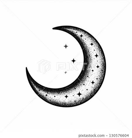 Crescent Moon with Stars Illustration 130576604