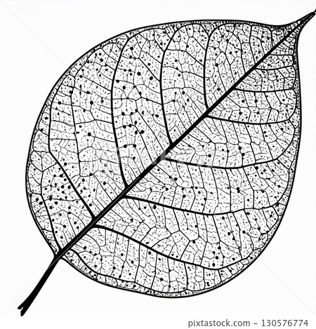 Detailed Black And White Leaf Illustration 130576774