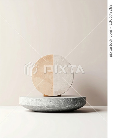 Beige and Gray Stone Circle on a Minimalist Platform 130578268