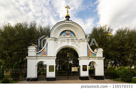 Belarus, Minsk .August 31, 2025.The gate to the Church of the Intercession  130578353