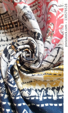 Closeup of Colorful Abstract Fabric Swirl 130578528