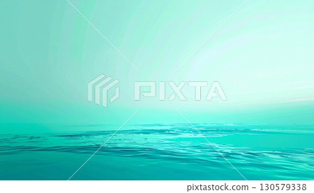 Serene Aqua Seascape: Calm Ocean Under a Turquoise Sky Serene Aqua Seascape: Calm Ocean Under a Turquoise Sky 130579338
