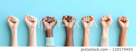 Raised Fists on Blue Background A Powerful Symbol of Unity, Strength, and Resistance Raised Fists on Blue Background A Powerful Symbol of Unity, Strength, and Resistance 130579493