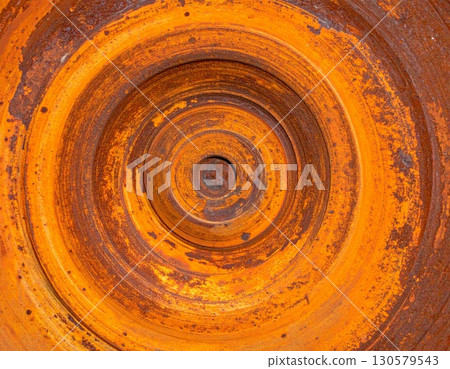 Rusty Metal Concentric Circles Texture Background 130579543