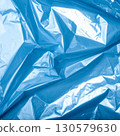 Crumpled Blue Plastic Texture Background 130579630