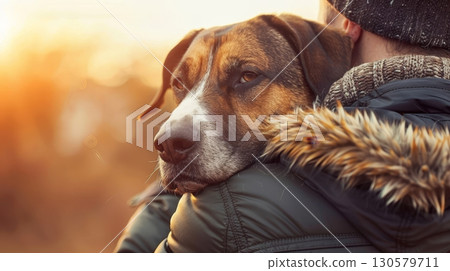 Adorable Scruffy Puppy Receives Tender Care from Kind Volunteer at Local Animal Adoption Center 130579711
