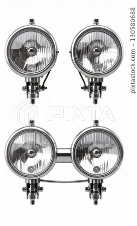 Vintage Round Chrome Automotive Headlights 130580688