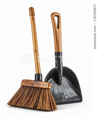 Brown Bristle Broom and Black Dustpan Set Brown Bristle Broom and Black Dustpan Set 130580817