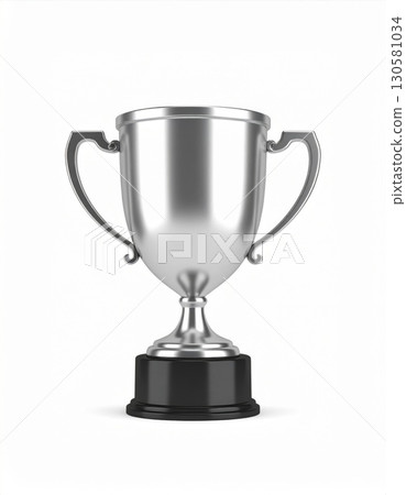 Silver Trophy with Black Base on White Background 130581034