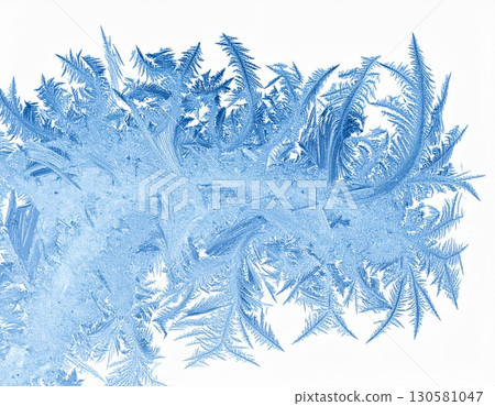 Blue Ice Crystals Frost Pattern Winter Background 130581047