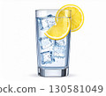 Refreshing Lemon Water with Ice in Glass 130581049