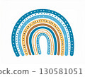 Whimsical Blue Brown Beige Rainbow Illustration 130581051