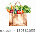 Brown Paper Bag Filled with Fresh Colorful Vegetables 130581055