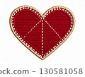 Red Stitched Heart Patch on White Background 130581058