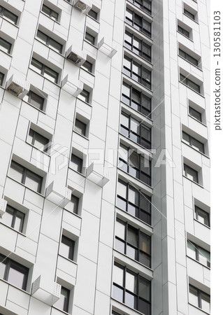 Modern high-rise apartment buildings in an urban residential area emphasizing rent and mortgage 130581103