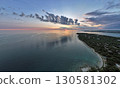 Sunset clouds panorama over the Adriatic coast. Istria, Croatia. 130581302