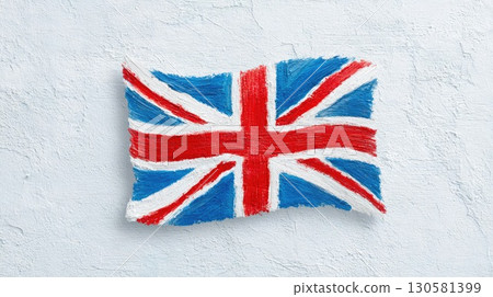 Painted UK Flag on White Wall Painted UK Flag on White Wall 130581399