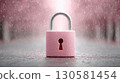 Pink Padlock in the Rain 130581454