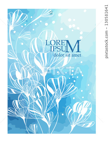 Delicate blue watercolor background with flowers and butterflies . hand drawn. Not AI, Vector illustration Delicate blue watercolor background with flowers and butterflies . hand drawn. Not AI, Vector illustration 130581641