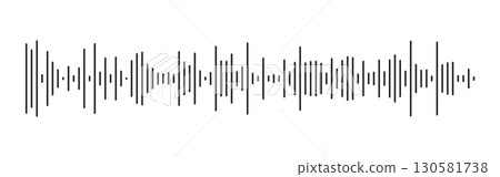 Voice message template. Audio chat speech sound wave icon. Equalizer symbol. Element for mobile messenger, podcast radio interface, music player, app. Waveform vector pattern. Simple illustration. Voice message template. Audio chat speech sound wave icon. Equalizer symbol. Element for mobile messenger, podcast radio interface, music player, app. Waveform vector pattern. Simple illustration. 130581738