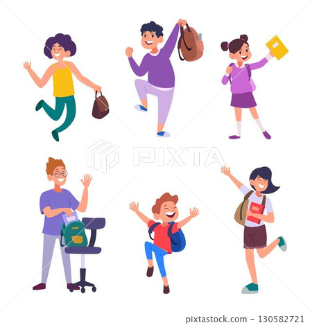 Students. Male and female school characters exact vector education and learning concept back to school 130582721