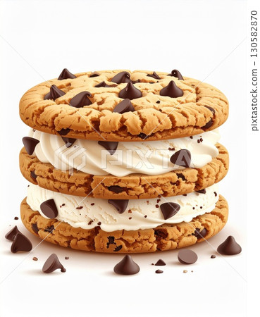 Chocolate Chip Cookie Ice Cream Sandwich 130582870